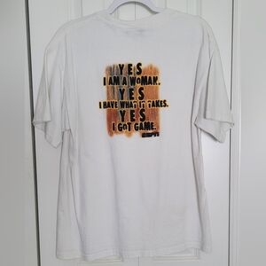 Vintage ESPN Zone YES I Am Woman Empowerment Sports 3D Print T-Shirt 90s Size M